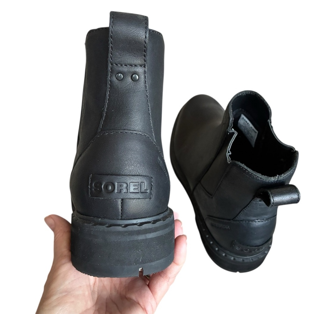 Sorel Waterproof Black Chelsea Boots Lug Sole Leather Size 9.5 - Picture 11 of 16